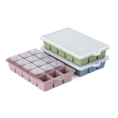 Silicone Ice Cube Tray 3 Pack, Ice Cube Mold, Ice Trays for Freezer with Lid ...
