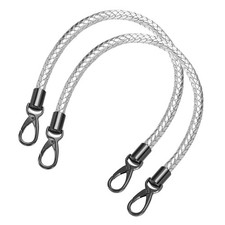 2Pcs 50cm Short Leather PU Braided Purse Replacement Handle - Silver, Black