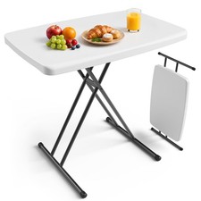 MAKE CHANGES Folding Table 30 Inch Small Desk Adjustable Height TV Tray