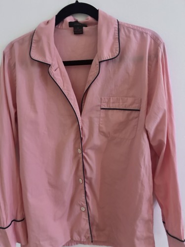 J Crew Womens Pajama Set SZ M Pink Button Down Piped Cotton Sleepwear # 8736 - Picture 10 of 23