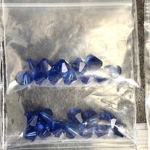 192 Stck. 6 mm Kristall Doppelkegel Perlen - 3 Blautöne - Swarovski? nachlass destash - Bild 3 von 4