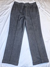 Tailored, Men's, Brown Tweed, Wool Slacks, W/ Studs On Outer Seam 34 W 34 L