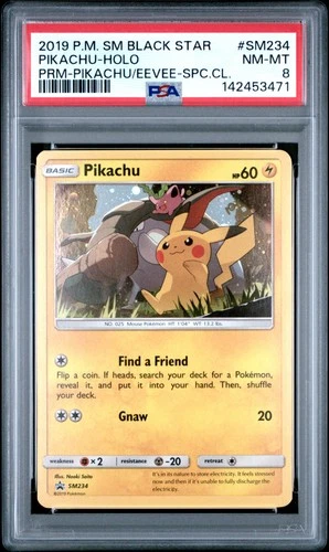 2019 POKEMON SM BLACK STAR PROMO #SM234 PIKACHU-HOLO PSA 8