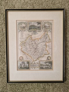 Antique Style County Map Print of LEICESTERSHIRE Mounted Framed & Glazed