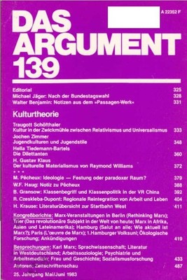 Das Argument 139. Kulturtheorie. Zeitschrift für Philosophie und Sozialwissensch