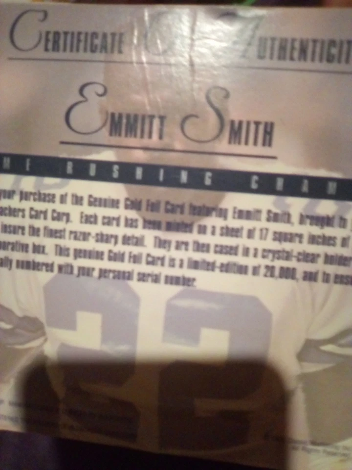 The Highland Mint Limited 748/750 SILVER Card Emmitt Smith #27Traded Topps 1990 - Image 2 of 3