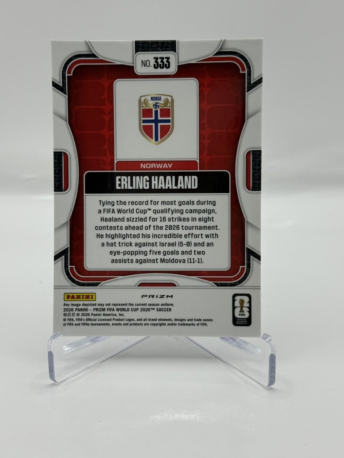 2026 Panini Prizm World Cup ERLING HAALAND SILVER PRIZM NORWAY #333 view 2
