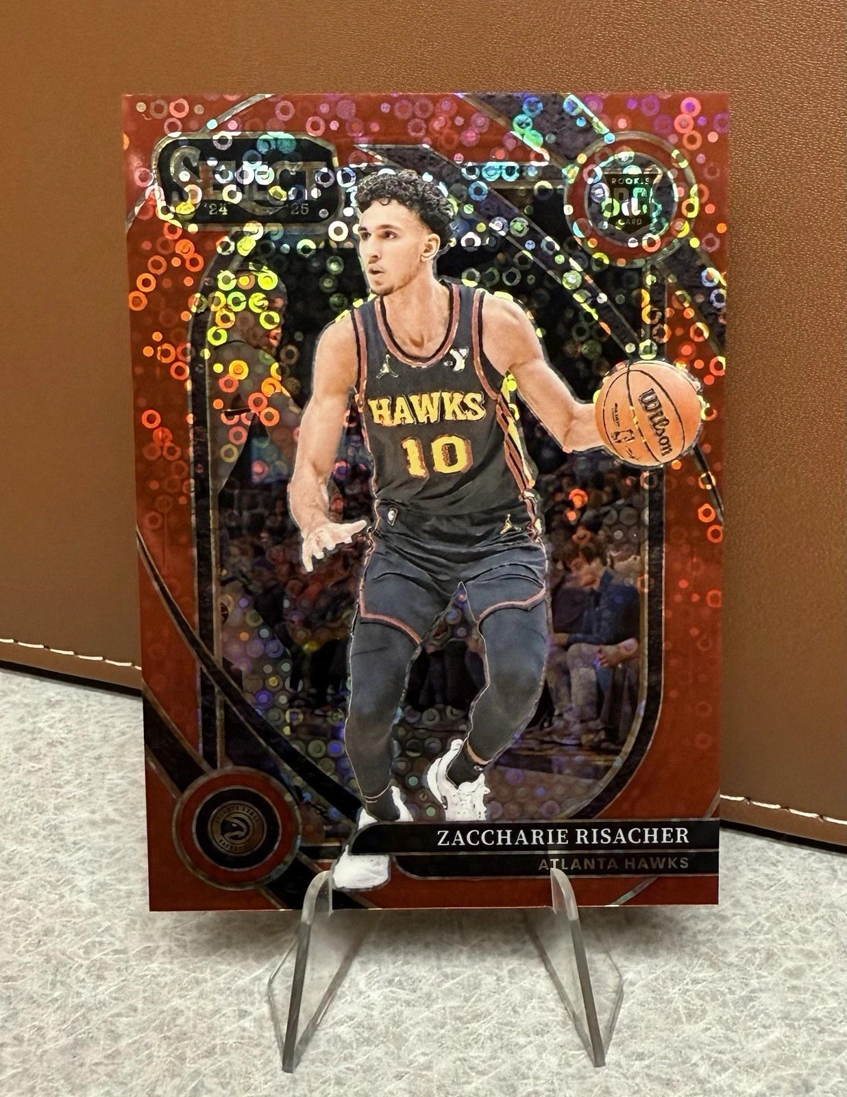 Zaccharie Risacher 2024-25 Panini Select - Courtside Rookie Red Disco /49 #289