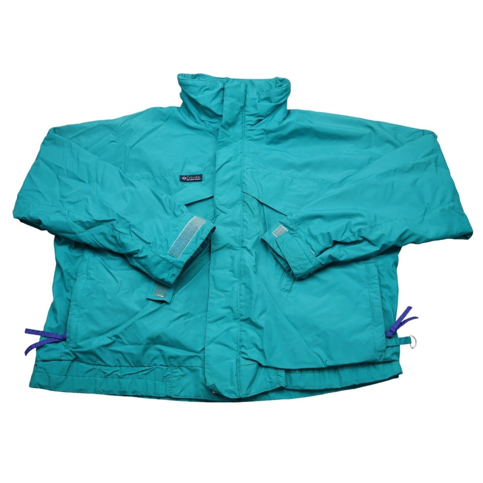 Columbia Jacket Mens L Green Radial Sleeve Stand Up Neck Full Zip Windbreaker