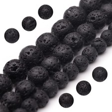 8mm Black Lava Beads 15in Natural Polished Round Gemstone Beads for Jewelry