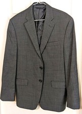 Lauren Ralph Lauren Men's Gray L Two-Button Single-Breasted Notch Lapel Blazer