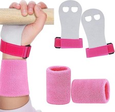 2PCS Gymnastics Hand Grips Gloves Wristbands, Gymnastic Medium, pink