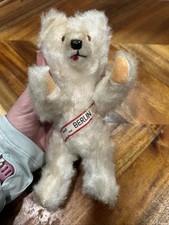 vintage German "Gru  aus Berlin" Greetings from Berlin white jointed teddy bear
