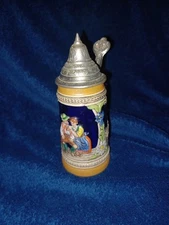 Vintage 6.25 Inch Beer Stein, Gerz, West Germany Churches And Couple Painted