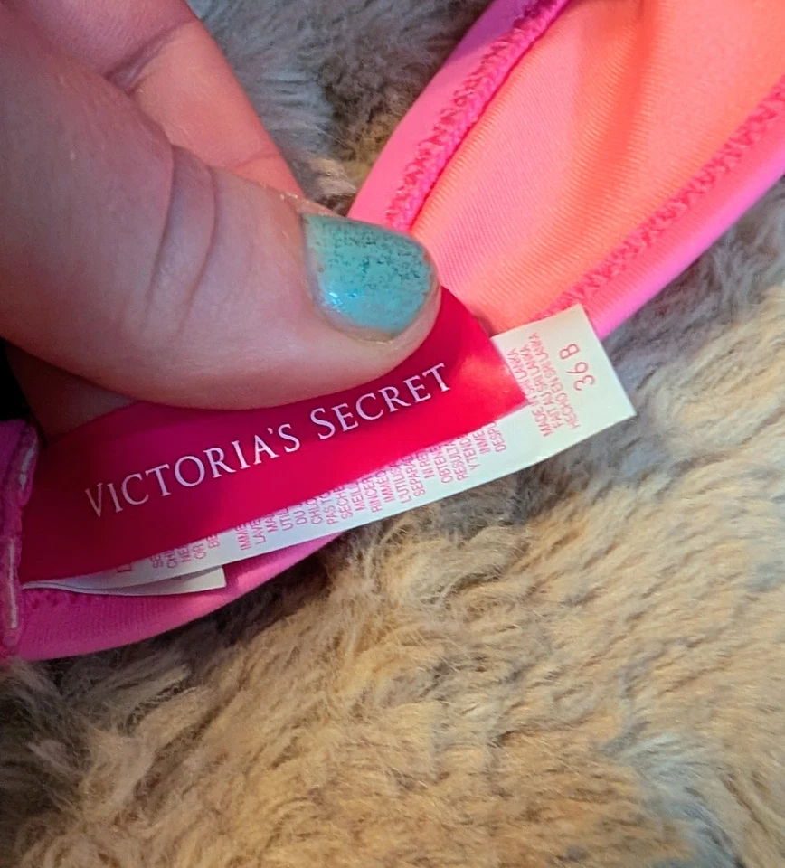 Victoria’s Secret Pink Bandeau Bikini Set 36B Top Medium Bottom Push Up Swimwear - Image 3 of 4