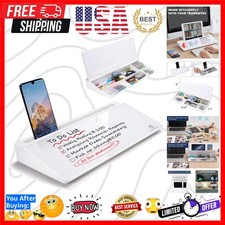 Small Desktop Whiteboard -Glass Dry Erase Board Computer Keyboard Stand White...