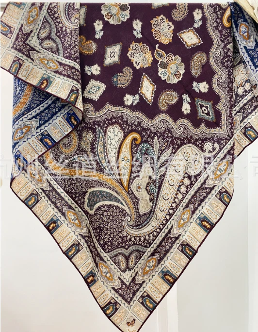 70% Cashmere 30% Silk Shawl 53'' Scarf Neckerchief cashew Print Bandanna Wrap