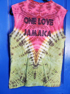  ONEITA    Power-T Graphic Vintage Reggae/Rasta Sleevles  Tee Shirt Sz. 44  