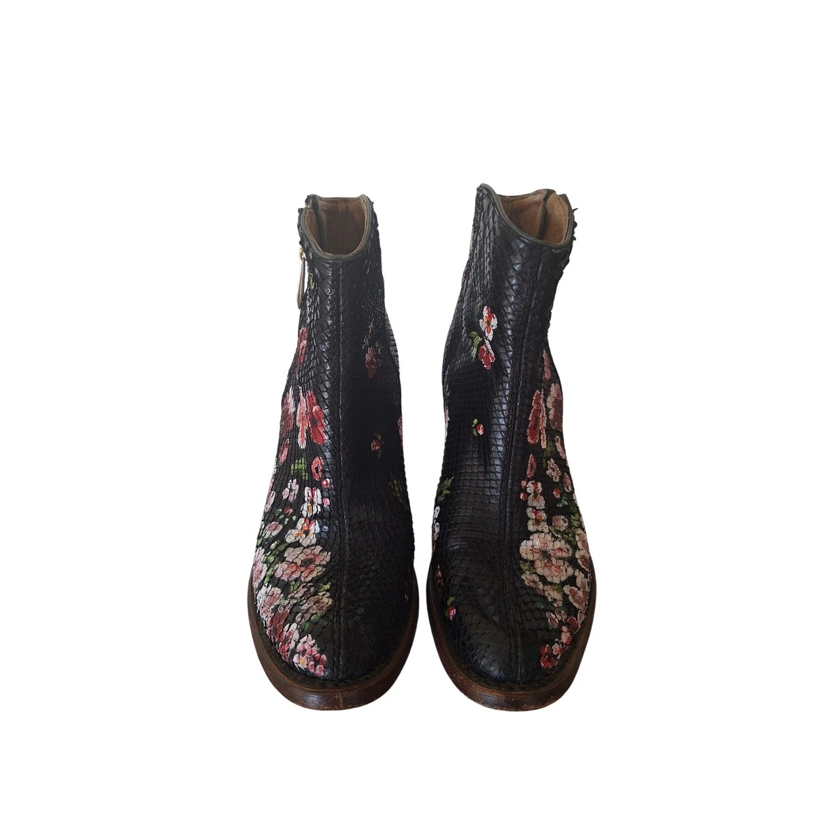 CUADRA Embroidered snake Floral Leather Ankle Bootie Size 8 | eBay