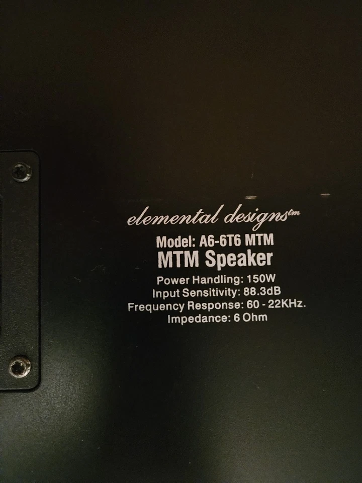 Altavoz MTM Elemental Designs modelo A6-6T6, 150 vatios, altavoz de piso de 6 ohmios Foto 2 de 3