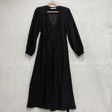 Christy Dawn Elsa Dress Womens Medium Black Wrap Maxi Long Sleeve Puff Boho USA