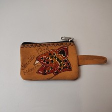 Vintage Leather Mexico Coin Purse Pouch Brown