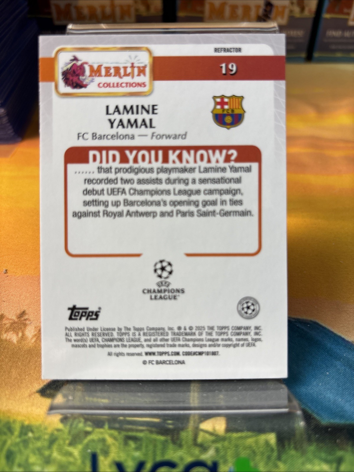 2024-25 Topps Merlin Uefa Club Competitions - Lamine Yamal #19 Refractor view 2