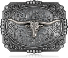Horse Belt Buckle,Long Horn Bull Western Cowboy Texas Rodeo Belt Buckle for Men
