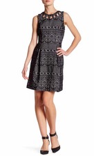 ELIZA J Black Women's Size 12 SLEEVELESS LACE CUTOUT DRESS