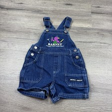 Vintage Y2K 2000 90s Barney Bibs Overalls Jeans Kids 18 Mo Embroidered Dinosaur