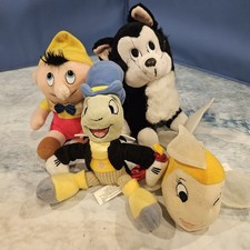 Disney Pinocchio Plush Lot Jiminy Cricket Figaro Cleo Vintage Bundle