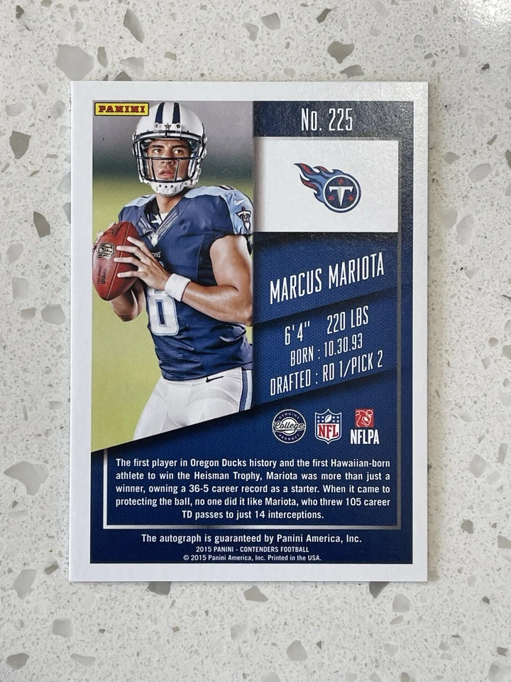 Marcus Mariota 2015 Contenders, boleto de novato Cracked Ice automático, Oregon Ducks/23 Foto 3 de 3