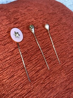 Gold And Real Pearl 18k 14k and 10k Victorian Cloths Hat Pins