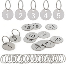 Number Labels with Rings, Stainless Steel Numbered Key Tags, Metal Number Tags,