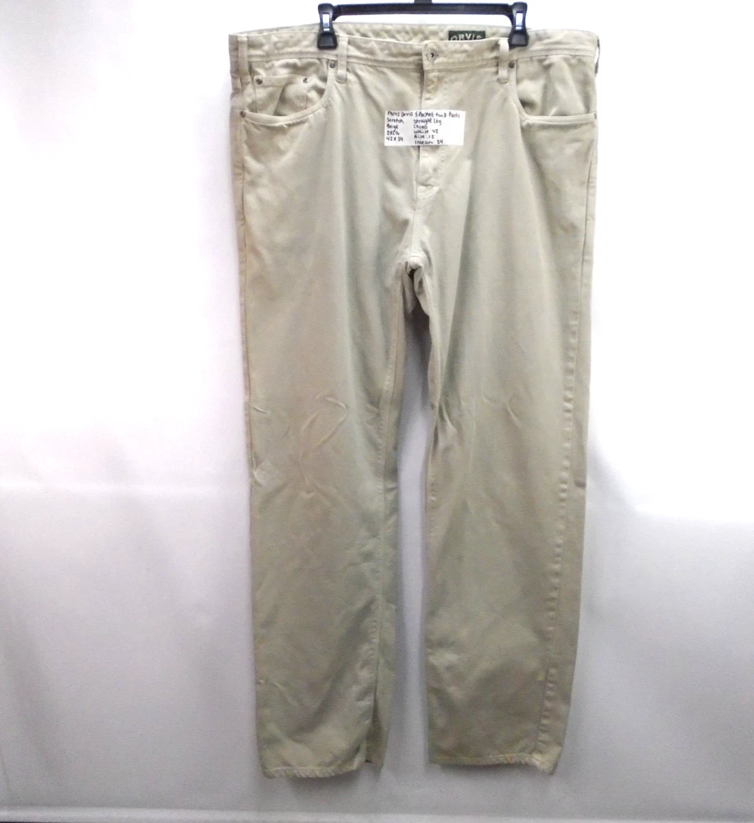 Orvis Chino Pants Beige Men's 42 (42x34) 5 Pocket Straight Leg Twill Fishing