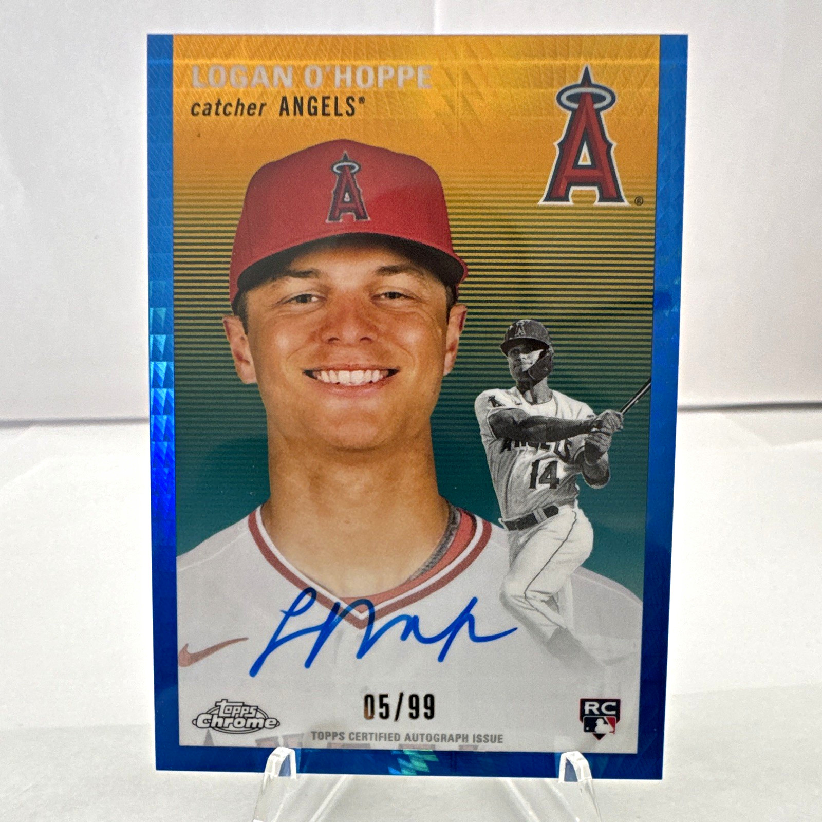 Topps 2023 Chrome Platinum Logan O'Hoppe RC Auto Blue Prism /99