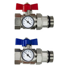 Manifold Ball Valves with Temp Gauge | Isolation Valves for Underfloor Heating