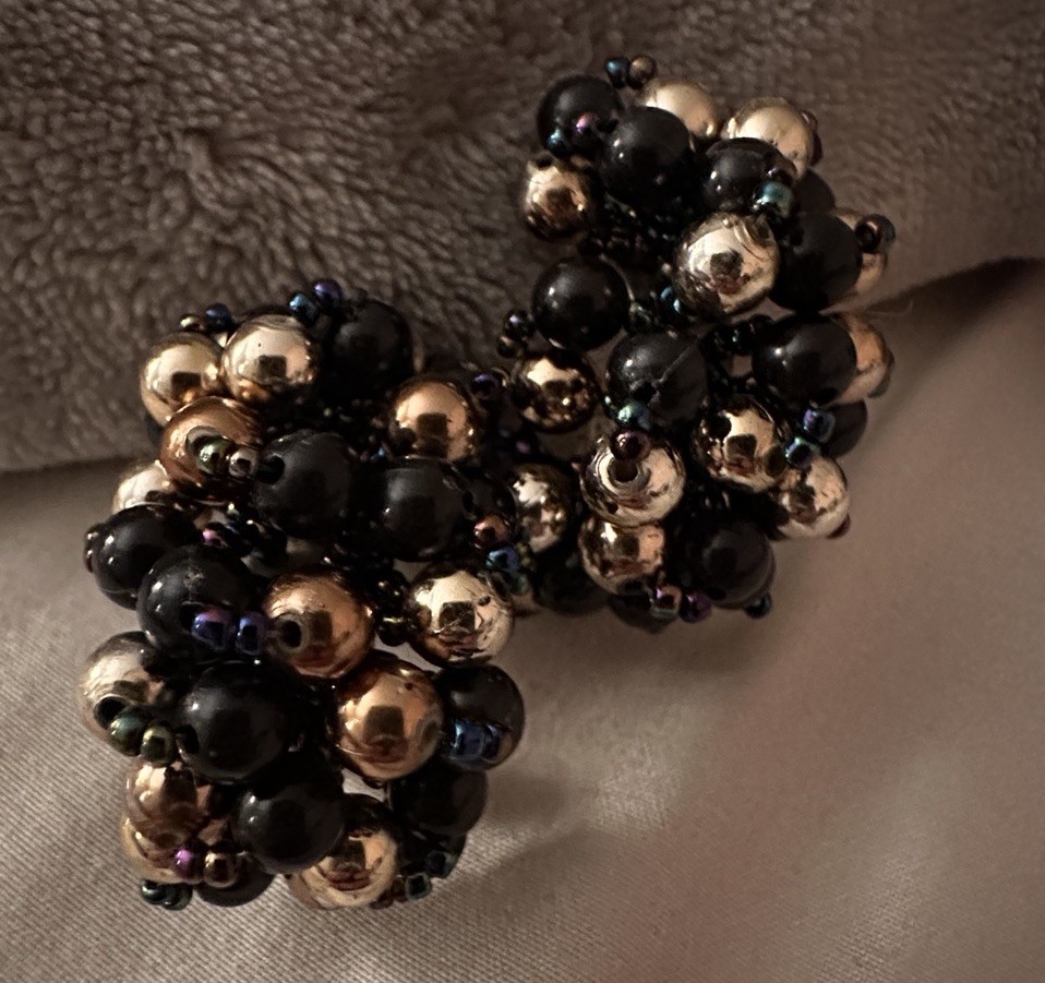 Bold Statement Earrings Beaded Cluster Vintage - image 2