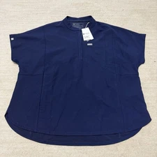 FIGS Montex Mock Neck Scrub Top Navy Blue Women's 2XL New NWT