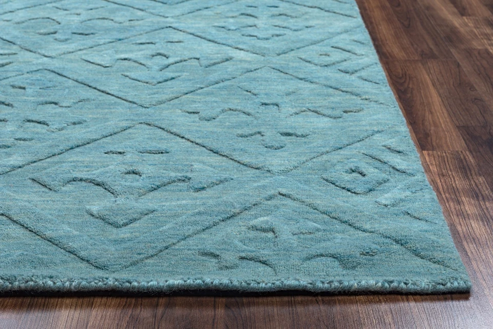 3x5 Rizzy Rugs Blue solid Faded Distressed Blocks Door Mat TC8272 - Aprx 3' x 5' - Image 3 of 3