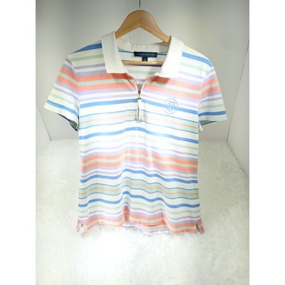 Tommy Hilfiger Women's Pastel Stripe Polo Top- Size Large