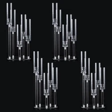 4PCS 5 Arm Acrylic Candelabra for Table Wedding Centerpiece,Crystal Clear
