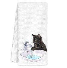 Black Cat Bathroom Hand Towels Funny Decorative Kitchen Dish Cat Lover Gift