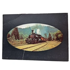Postcard California Western Railroad Super Skunk Steam Locomotive Train Chrome