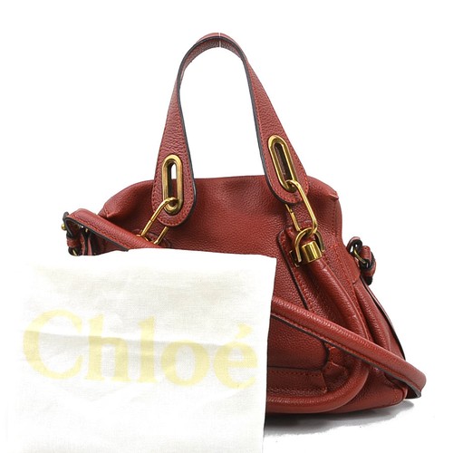 Auth Chloe Paraty Handbag Shoulder Bag Red Leather/Goldtone - h31258g - Picture 16 of 16