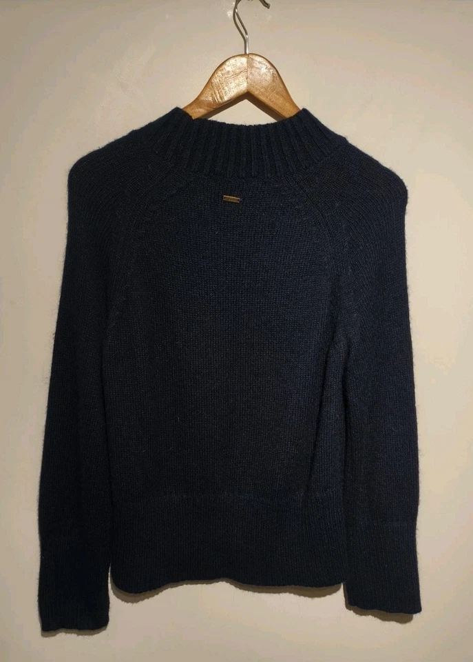 Jersey Joules UK 12 Rosalie Azul Marino Grueso Tejido Manga Larga Lana Mezcla Mohair Foto 4 de 4