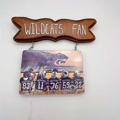 Kansas State Wildcats Football Lil  Cat Backers KSU EMAW Hanging Sign Wood  9x9