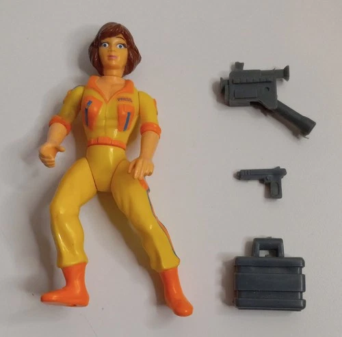 Vintage April O'Neil Figure w/Briefcase, Camera & Gun 1988 Playmates TMNT