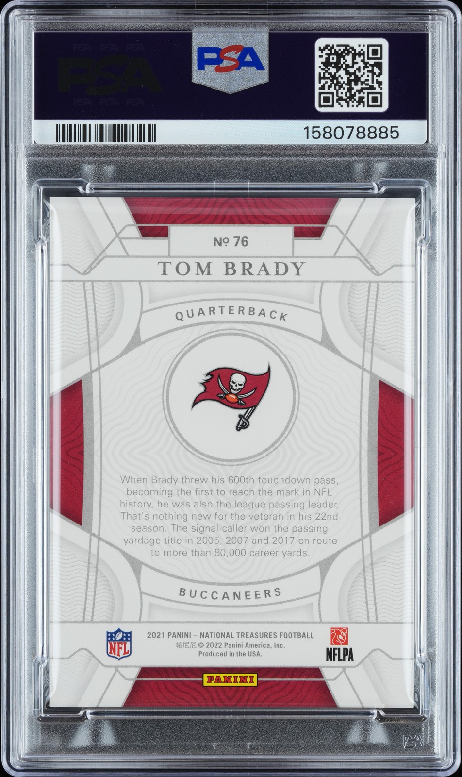 2021 NATIONAL TREASURES PROOF #76 TOM BRADY PSA AUTHENTIC DNA AUTO 10 view 2