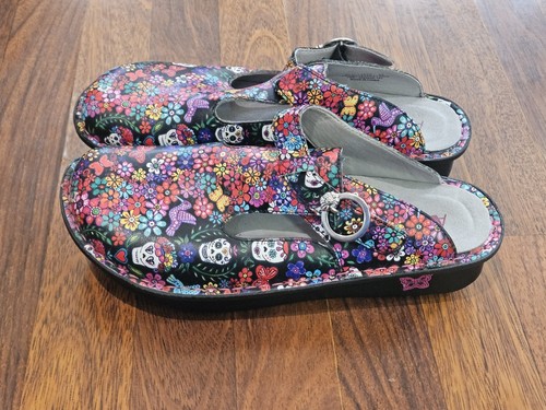Excellent Condition Alegria Classic Floral Sugar Skulls Clogs Mules EU 42 US 11 - Picture 3 of 15